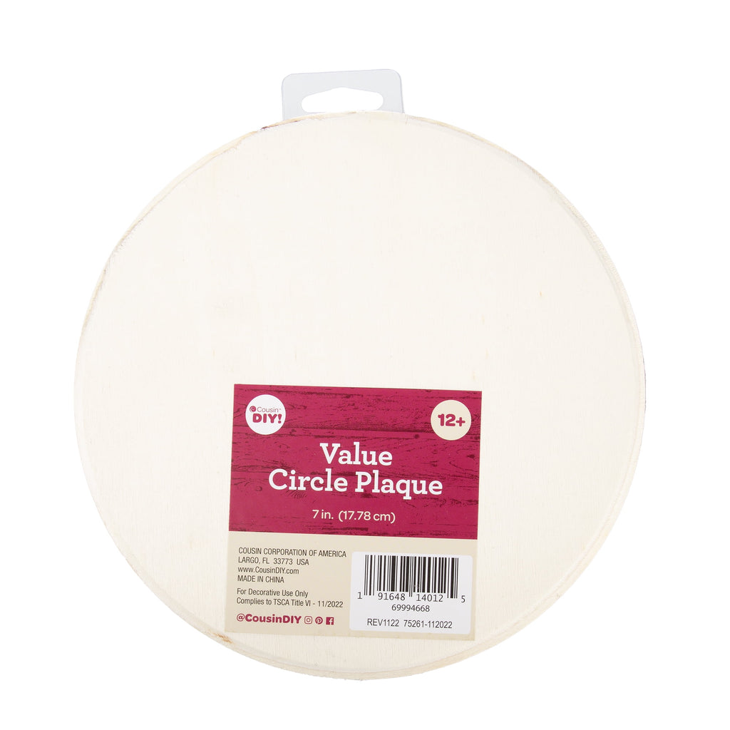 (5 pack) CousinDIY 7-Inch Round Unfinished Wood Circle Plaque for Crafting