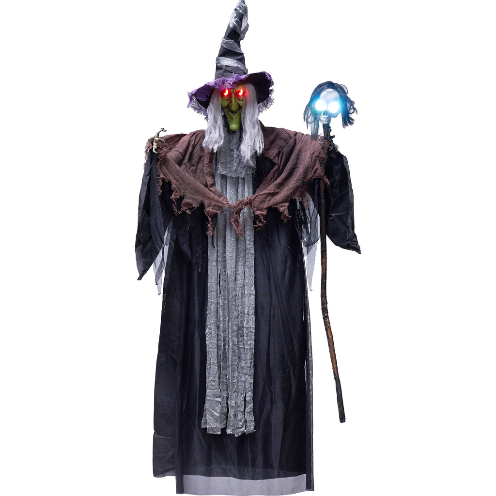 Joyfy 6ft Halloween Witch Decoration,Outdoor Scary Halloween Animatronic Hanging Witch with Light Up Eyes and Sound Decoration for Halloween Outdoor