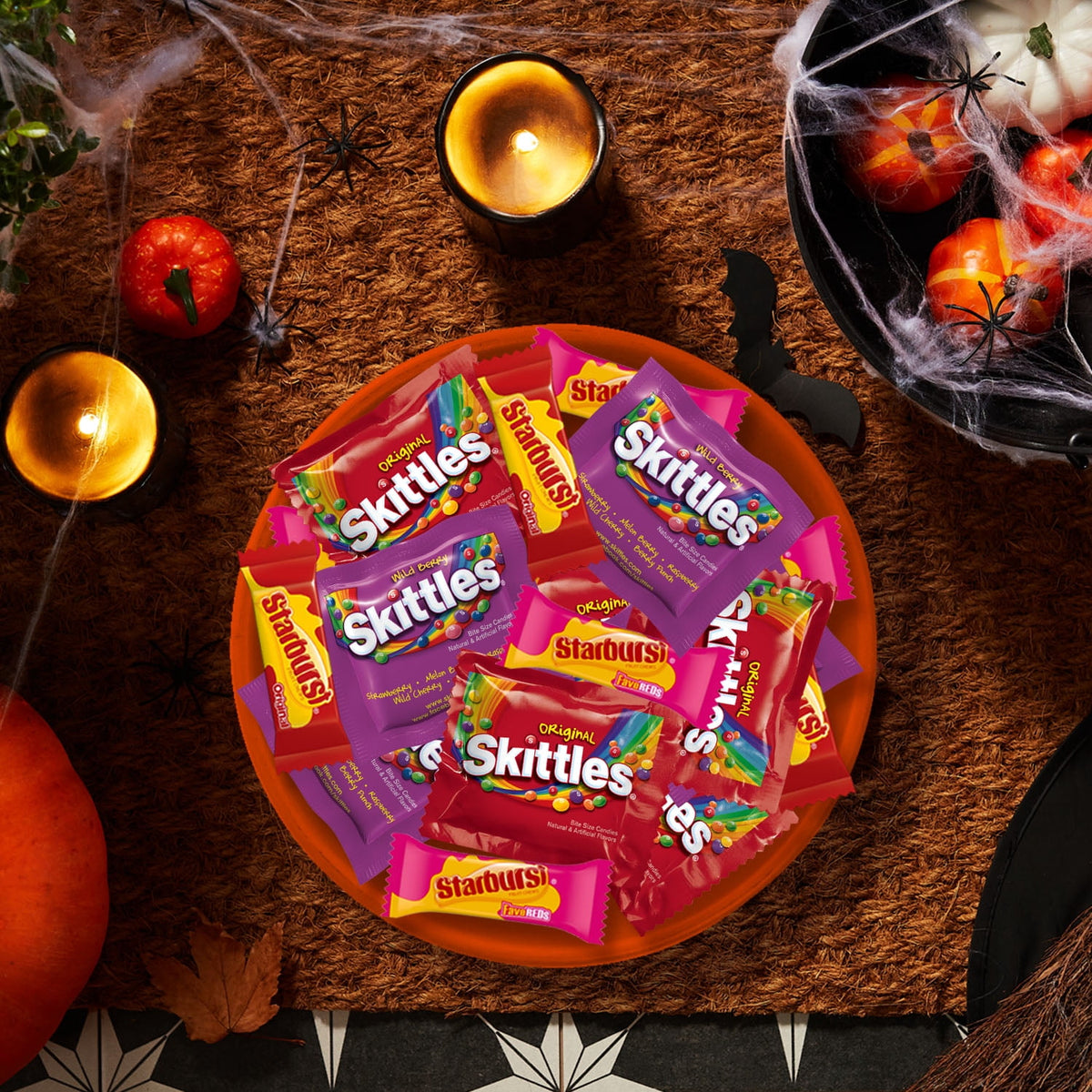 Skittles & Starburst Fun Size Chewy Halloween Candy Variety Pack - 105 Ct Bulk Bag