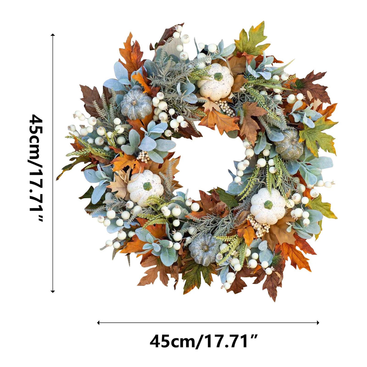 Btomtd Diameter 8" Pumpkin Skull Wreath Halloween Decor Acrylic Round Disk Hanging Ornament with Garland for Front Door Window, A