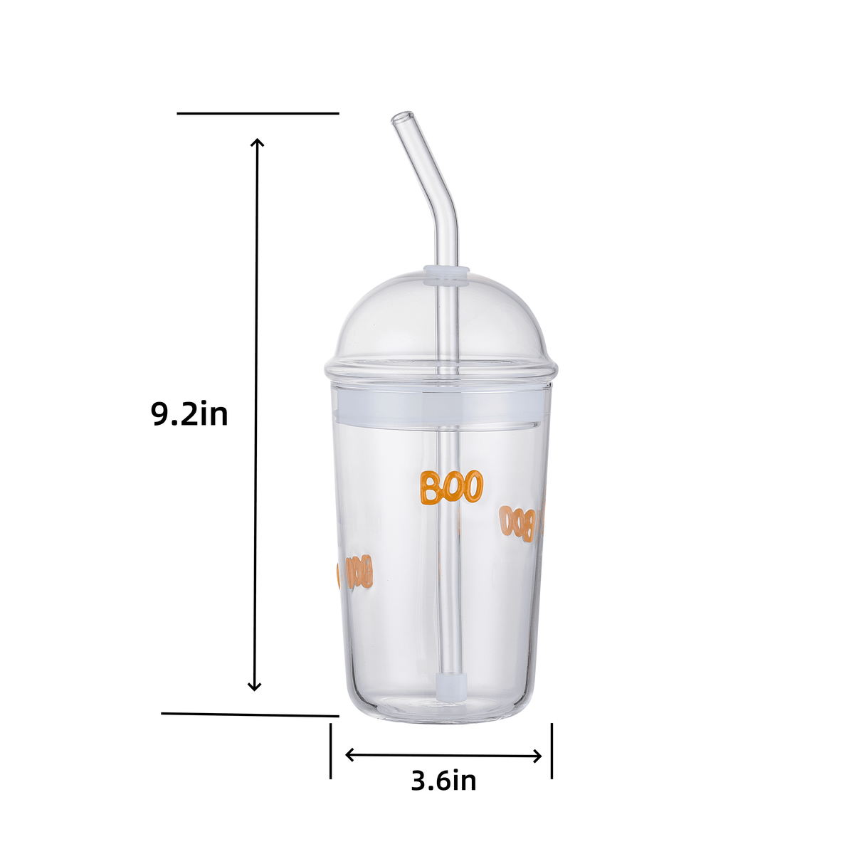 Way To Celebrate 16 oz Ghost Icon Clear Glass Sipper with Lid and Straw