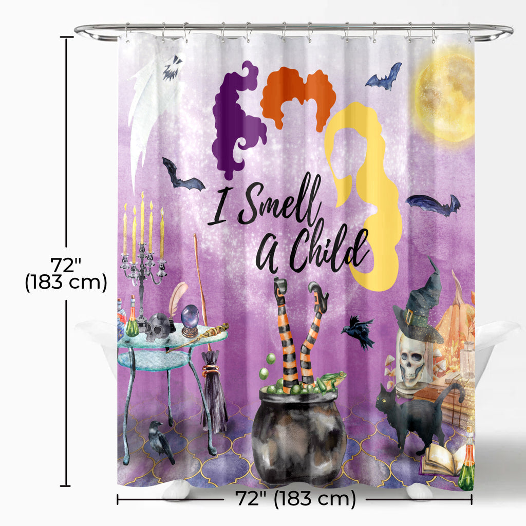 Seasonwood Halloween Shower Curtain,Spooky Halloween Black Cat Shower Curtain,Waterproof Halloween Bathroom Decor with 12 hooks,72"x72"