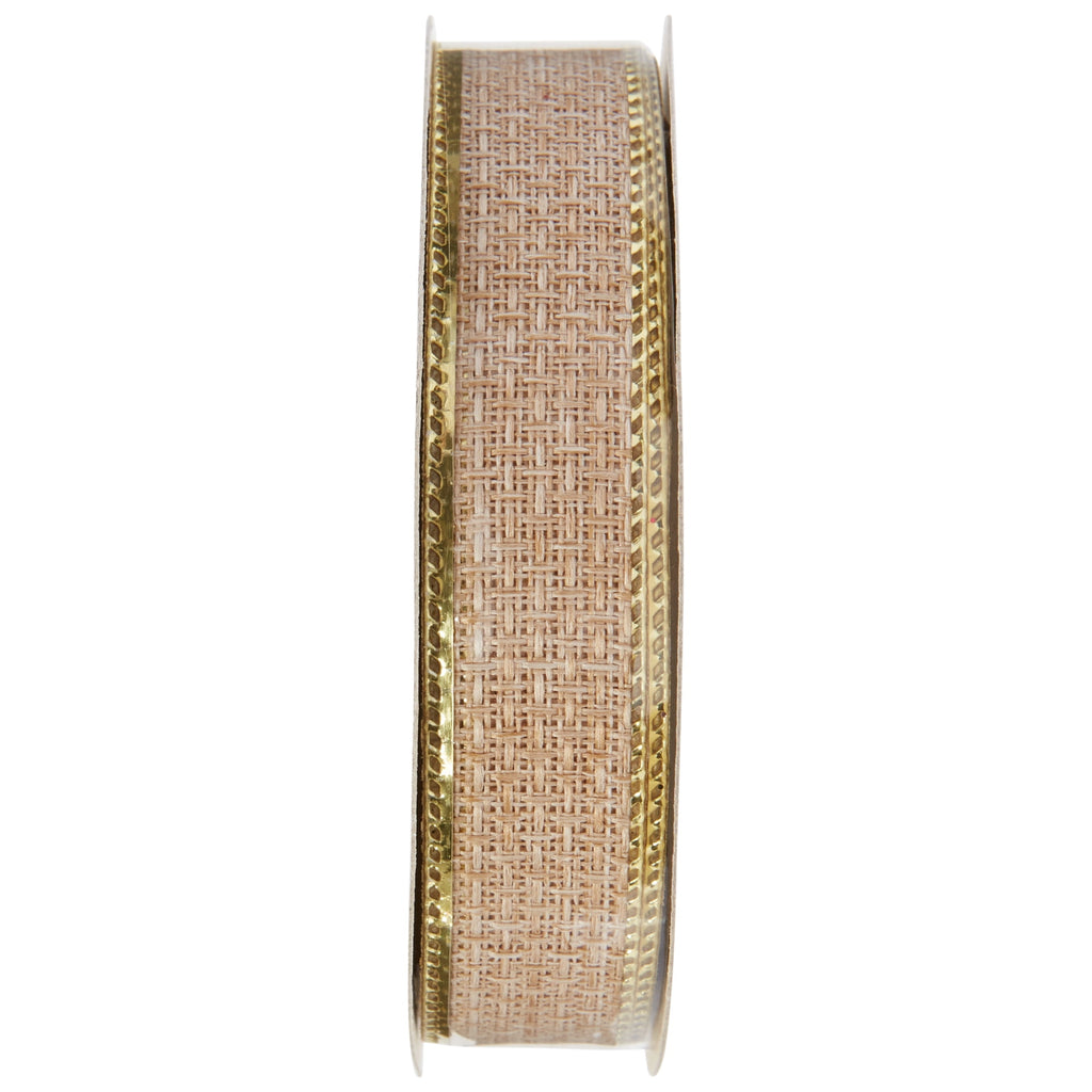 (4 pack) Offray Ribbon, Natural Gold 5/8 inch Galena Metallic Ribbon for Wedding, Crafts, and Gifting, 9 feet, 1 Each