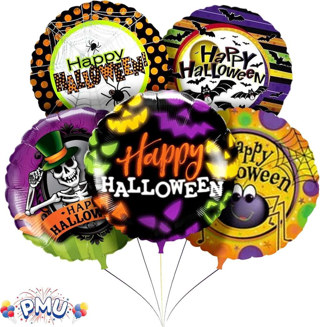 PMU Halloween Party Decoration "Happy Halloween" Jack Faces Aglow 18 Inch Mylar-Foil Balloon (1pkg) Pkg/1