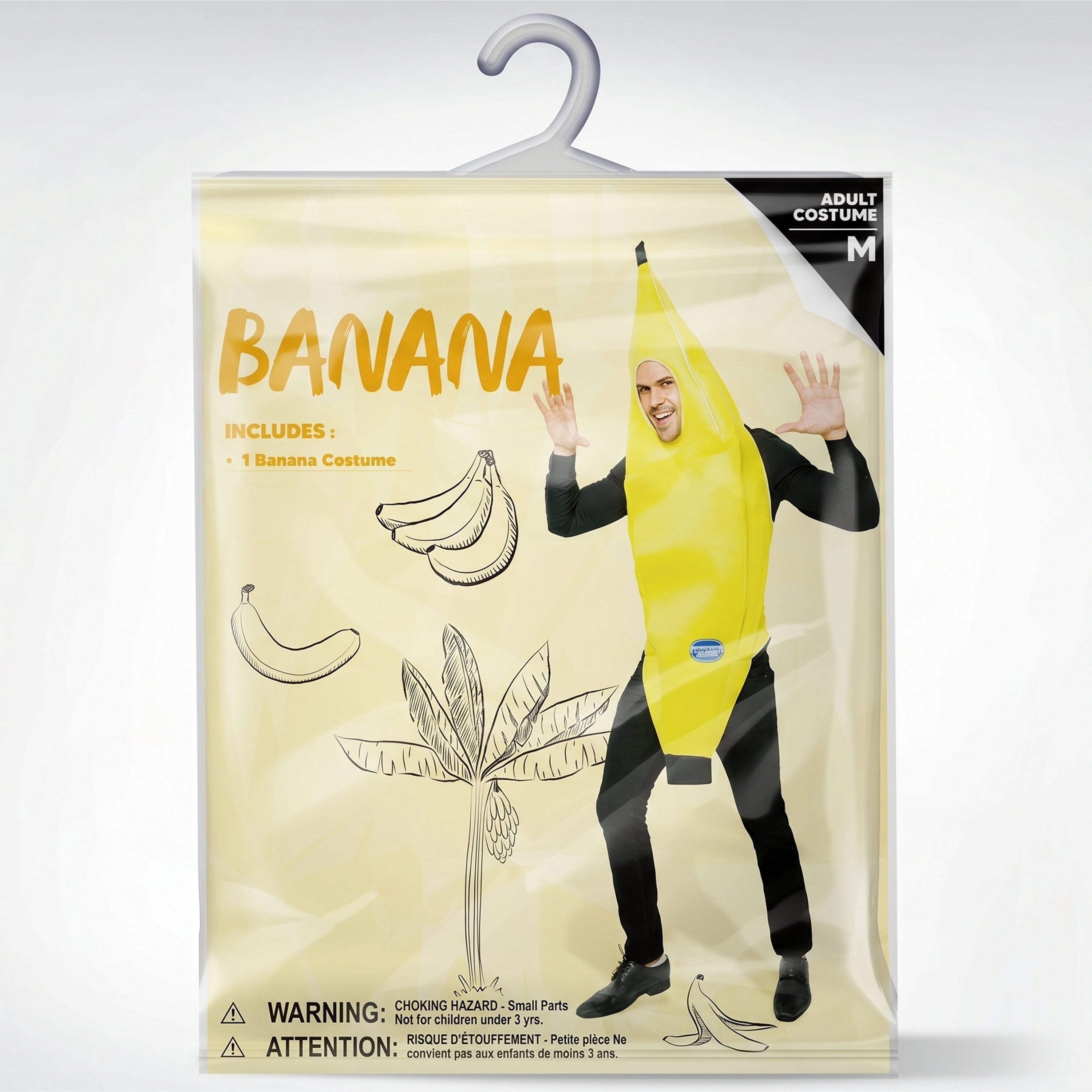Joyfy Men's Banana Costume for Adult Funny Fruit Costume Banana Halloween Fancy-Dress Costume for Themed Party Cosplay