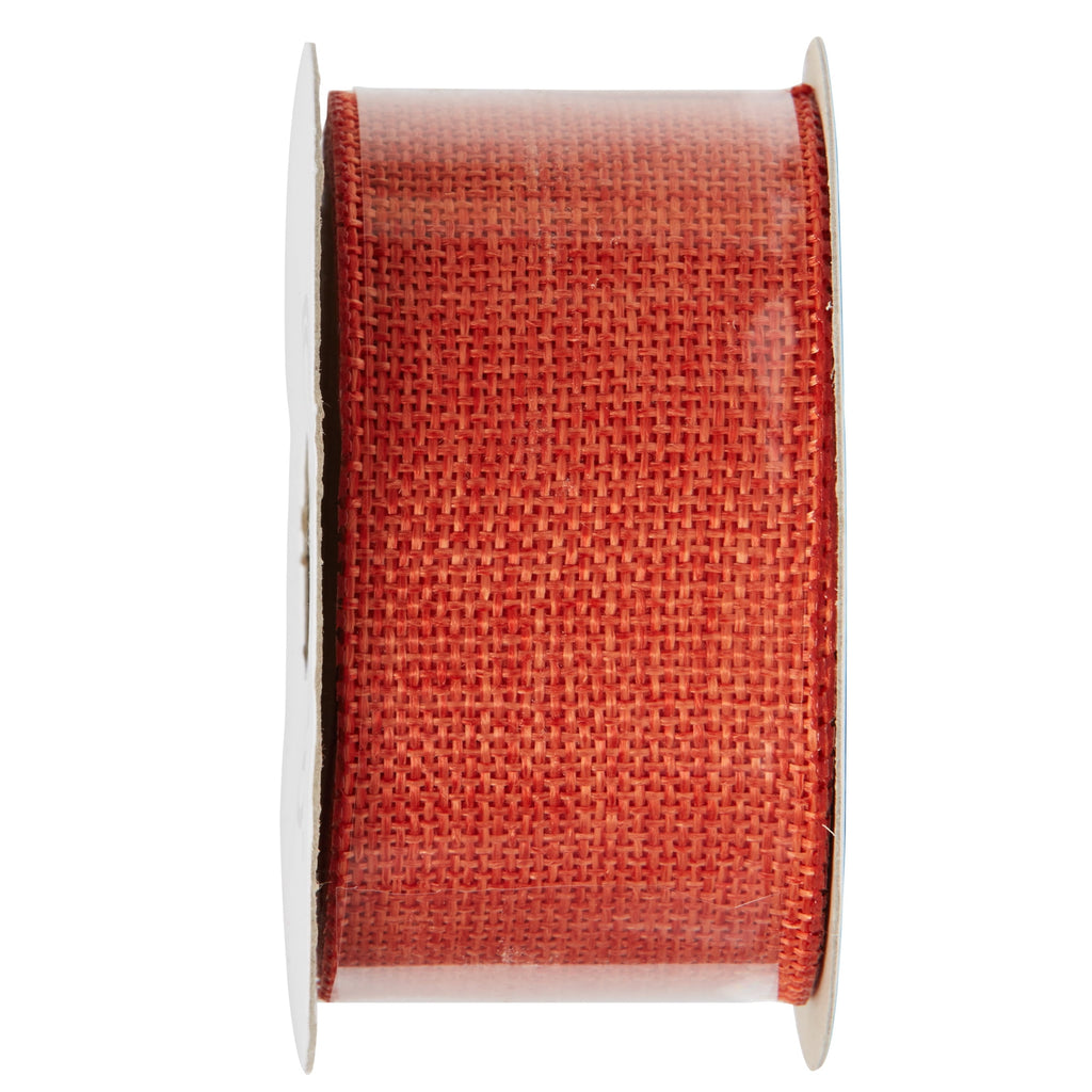 Offray Ribbon, Torrid Orange 1 1/2 inch Woven Burlap Woven Ribbon, 9 feet