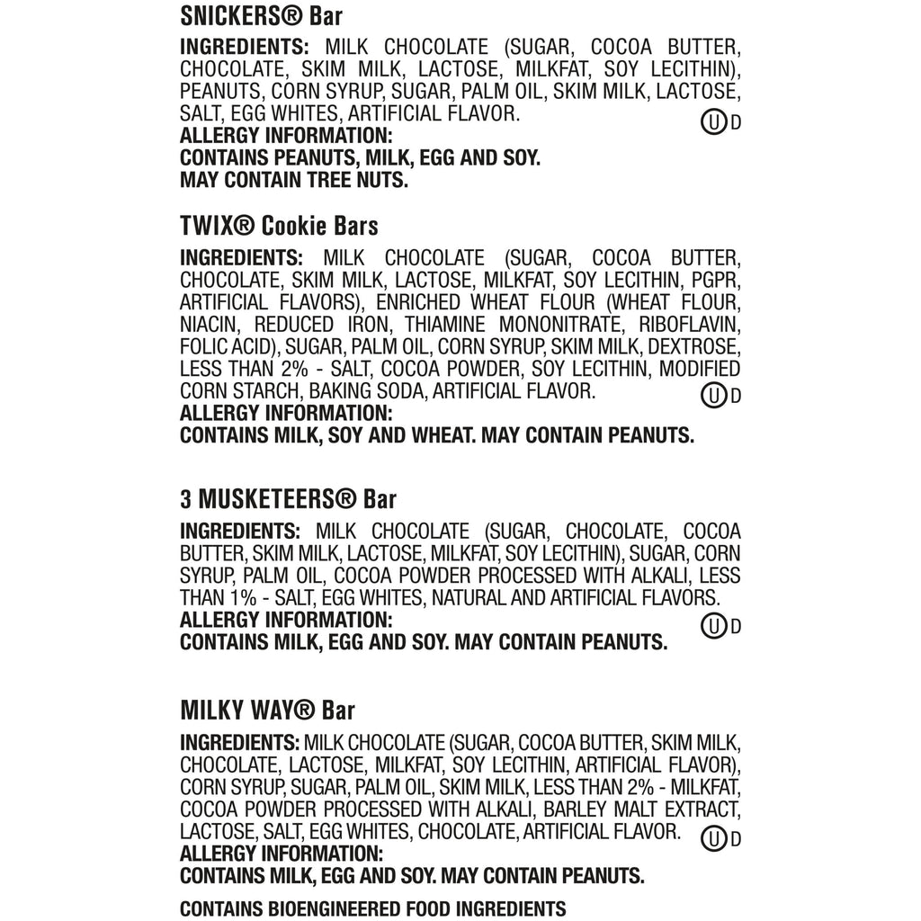Snickers, Twix, Milky Way & 3 Musketeers Variety Pack Halloween Milk Chocolate Candy Bars -18 Count Box