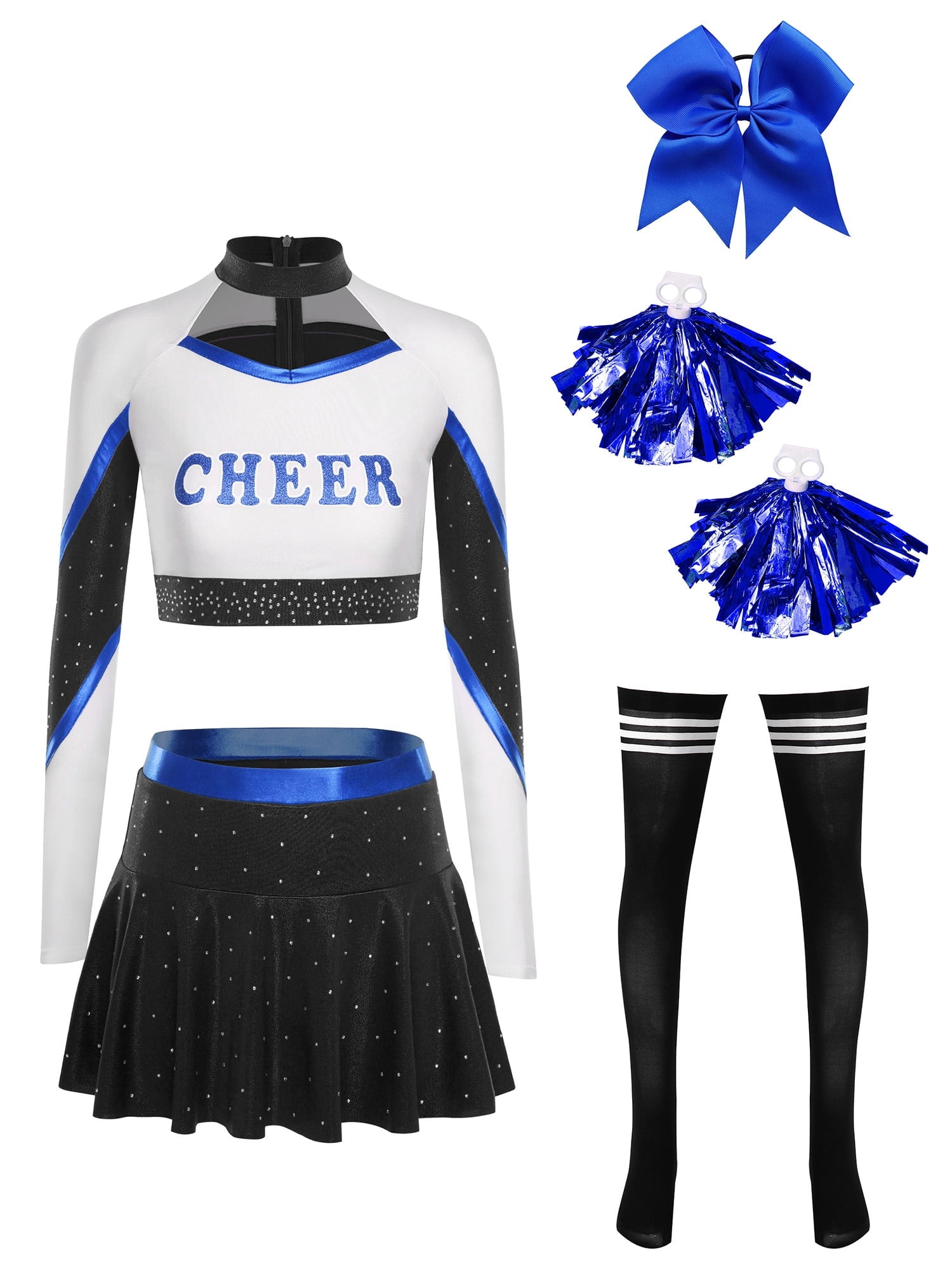 iiniim Womens Cheer Leader Costumes Set Schoolgirl Cheerleading Cosplay Halloween Party Uniform Purple XL
