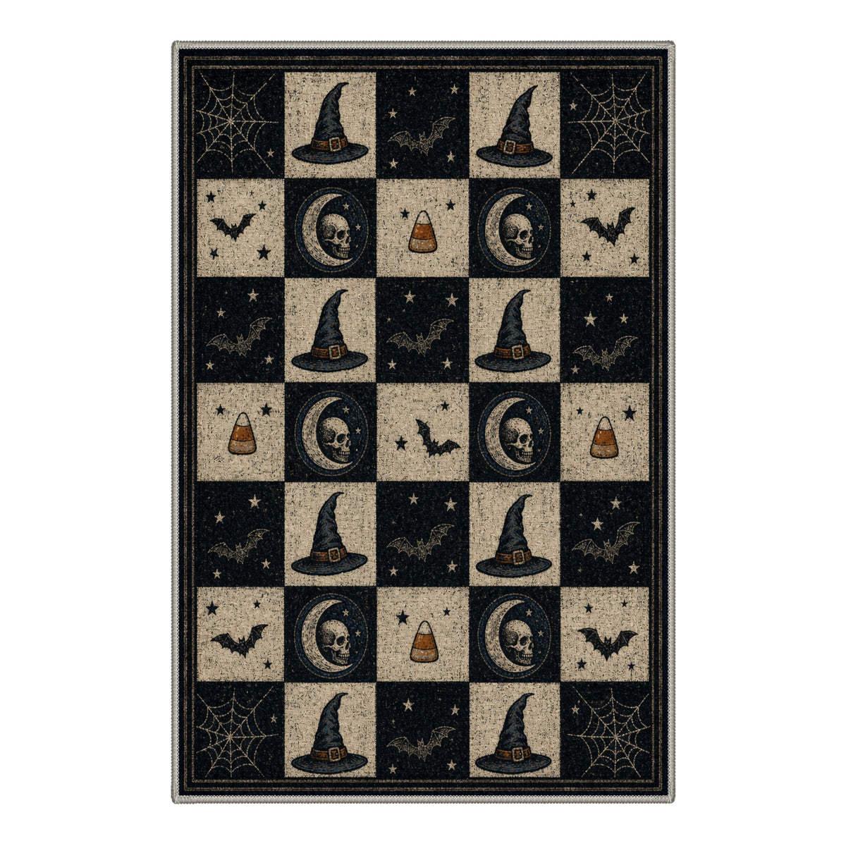 GENIMO 2'x3' Halloween Doormat, Washable Non Slip Soft Vintage Witch Outdoor Door Mat for Front Door Covered Porch Patio Entryway, Burnt Amber