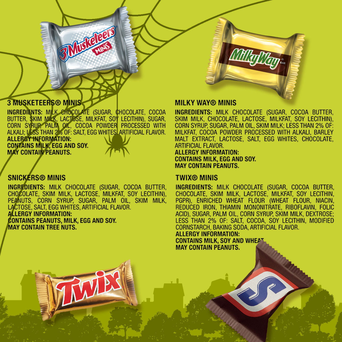 Snickers, Twix, Milky Way & 3 Musketeers Minis Halloween Candy - 30 Ct, 8.57 Oz Bag