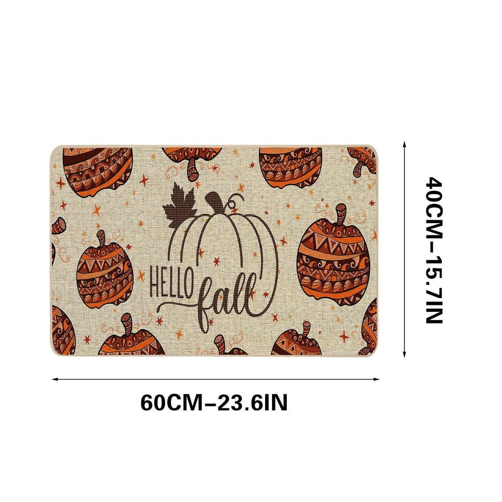 JOGZMZ Halloween Floor Mat Home Entrance Thanksgiving Pumpkin Thick Foot Mat Crystal Velvet Floor Mat