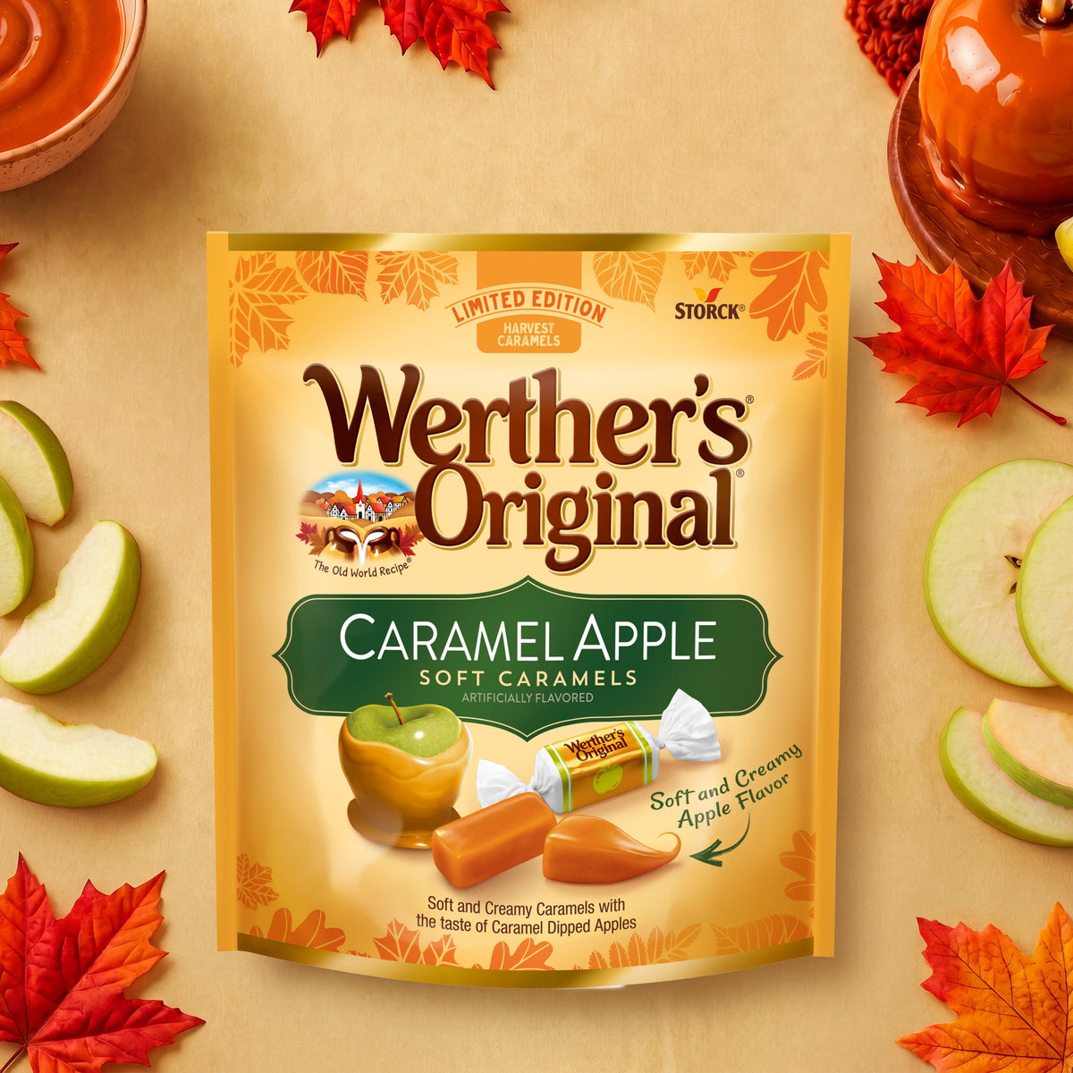 Werther's Original Limited Edition Fall Harvest Caramel Apple Soft Caramels, 8.57 oz Bag