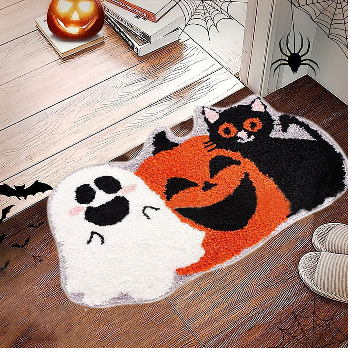 HOARBOEG Halloween Bath Mat, Non-Slip Pumpkin Rugs, Fall Thanksgiving Kitchen & Bathroom Decor Doormat, Soft Floor Mat with Rubber Back, 19.6*31.4in, Machine Washable Door Mats