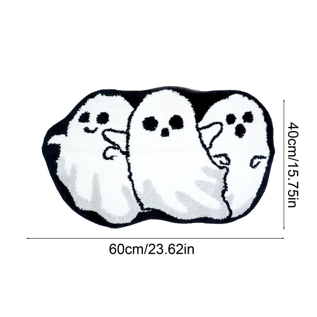 BingTong Cartoon Ghost Themed Fall Welcome Mat,Variety Spooky Adorable Ghost Shape Entryway Rug,Weather Resistant Low Profile Door Mat for Home Apartment Cafe Halloween Decoration Ghost F