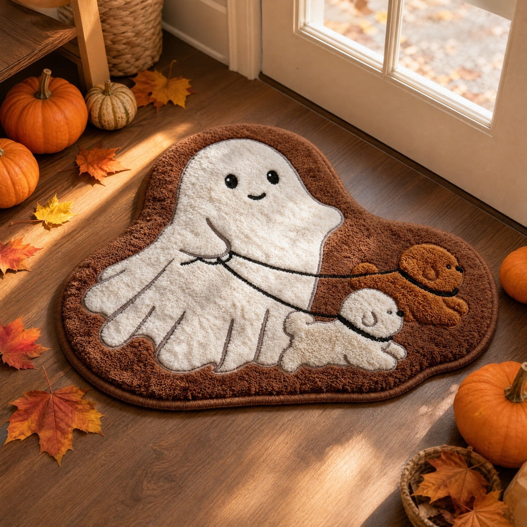 Halloween Bath Mat Ghost Multicolor Irregular Mat 27.56x17.72in Polyester Skidproof & Absorbent for Bathroom Entryway Living Room Halloween Door Mat by MPOISVA