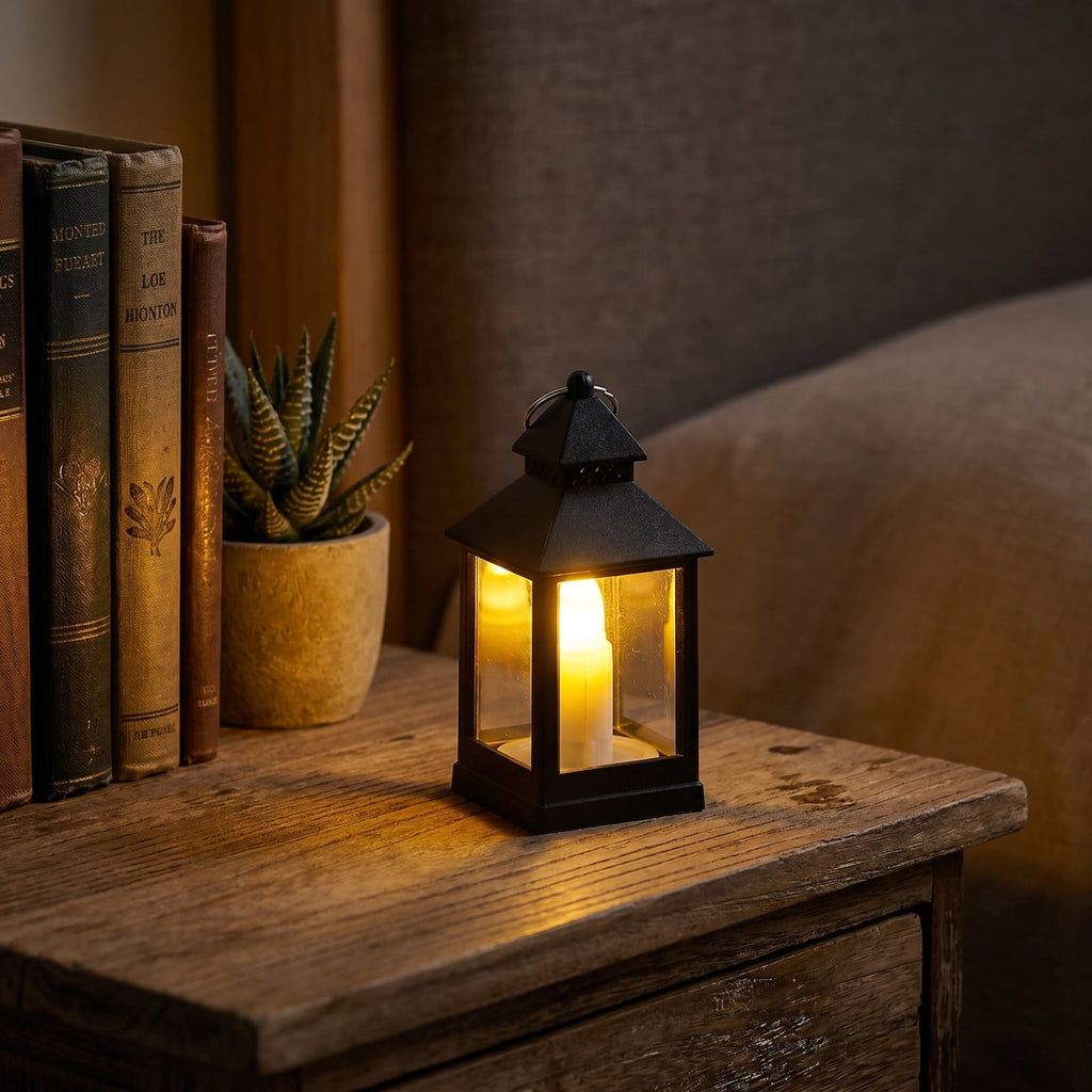 Djiypn Mini Lanterns 2Pack LED Small Lanterns Decorative Indoor Outdoor Hanging Lantern Decorative Candle Light Farmhouse Decor for Weddings Western Camping Party Halloween Christmas Decorations