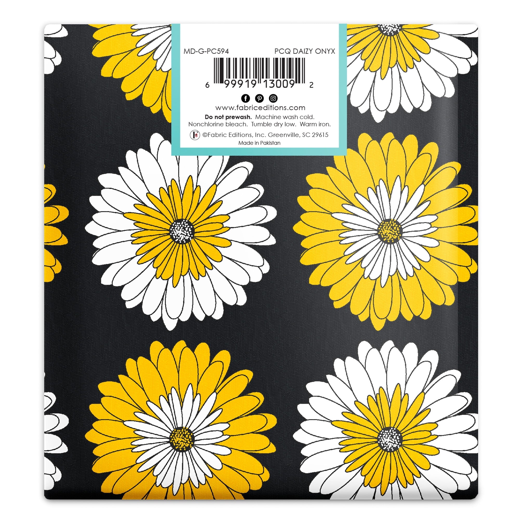 Fat Quarter 100% Cotton Daizy, Yellow, 18"x 21" for Quilting & Sewing, 1 Each