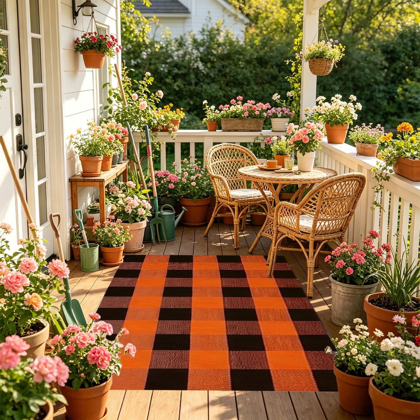 Dpityserensio Halloween Doormat Black Bat and Moon with Striped Border Non-Slip Washable Indoor Outdoor Rug, Vintage Fall Decor