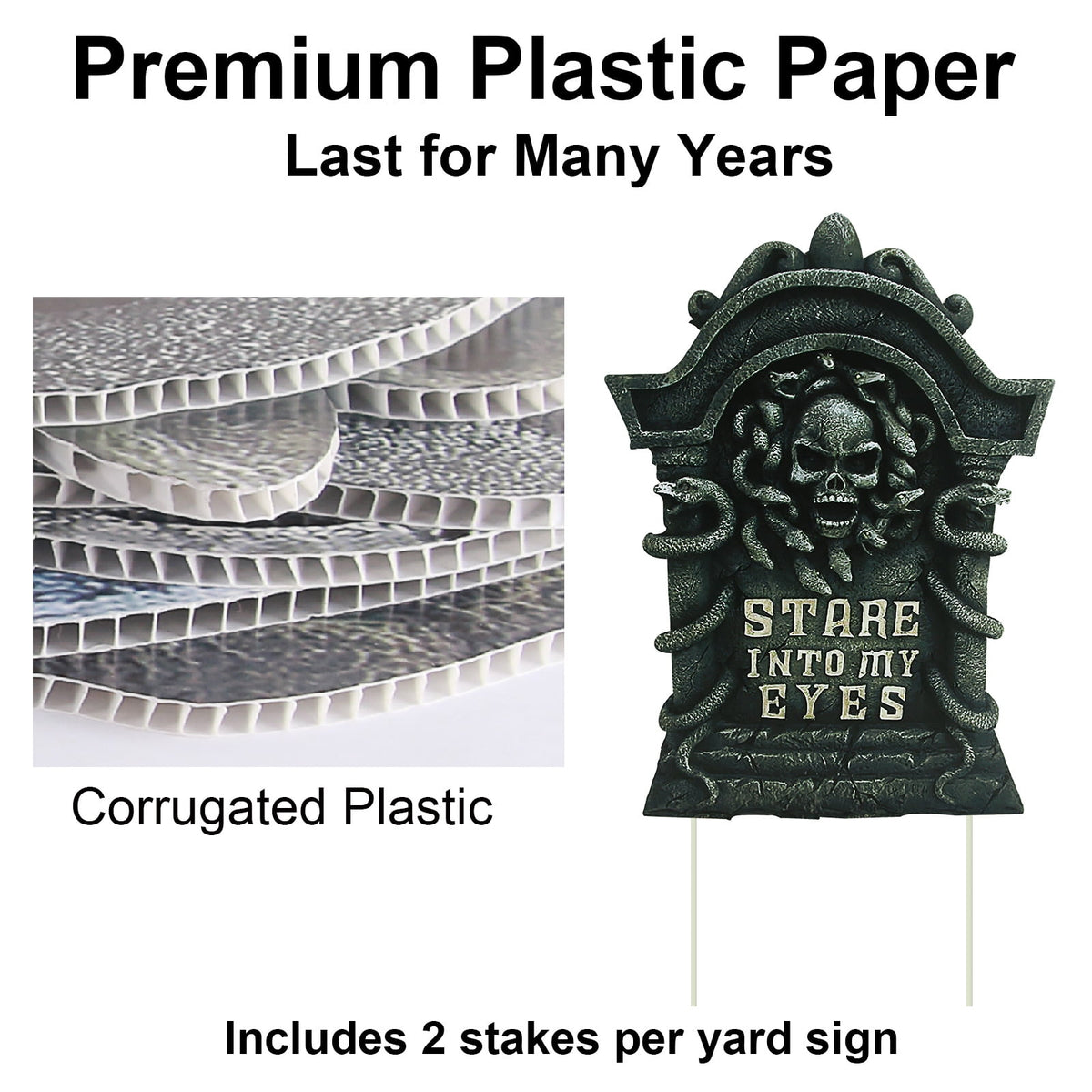 Gamexcel Halloween Gravestone Yard Signs, 10 Pack Tombstone Decorations with Stakes for Lawn, Garden and Haunted House
