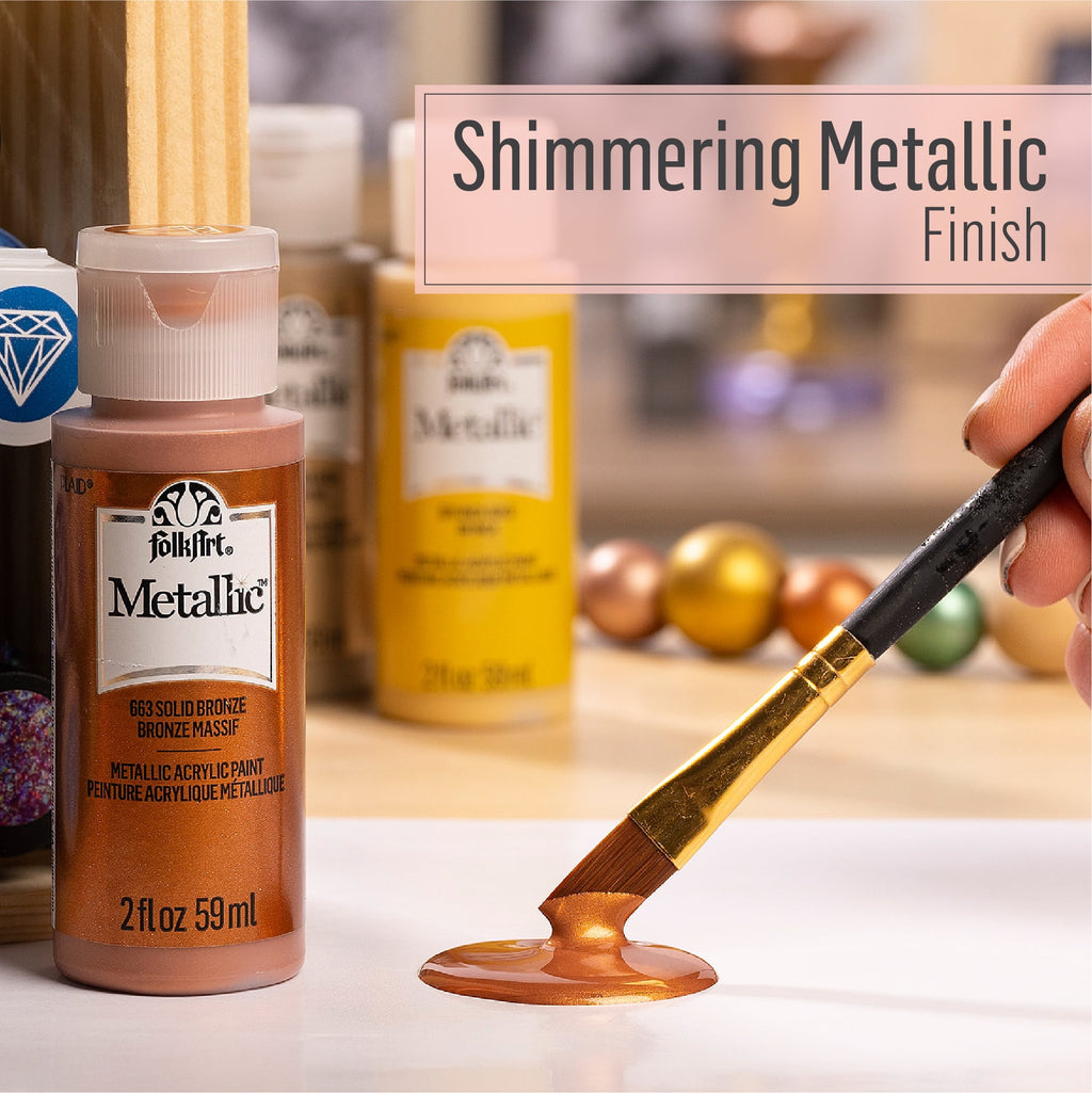 FolkArt Metallic Acrylic Craft Paint, Metallic Finish, Glam Gold, 2 fl oz