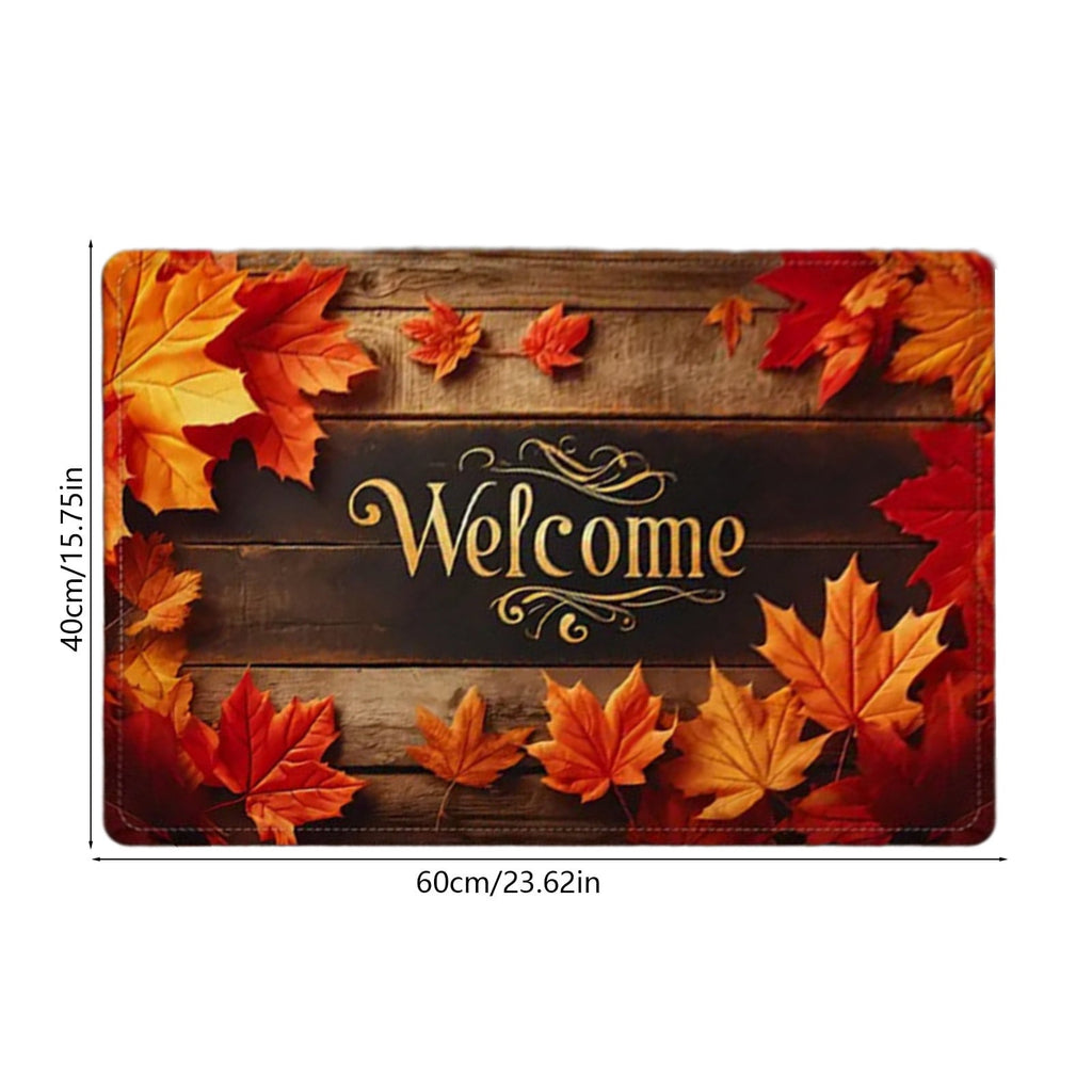 JoyMoreHome Fall Welcome Mat, 20x32 Inch Maple Leaves Door Mats, Decorative Indoor Outdoor Non Slip Entryway Rug, Halloween Thanksgiving Doormat Decor