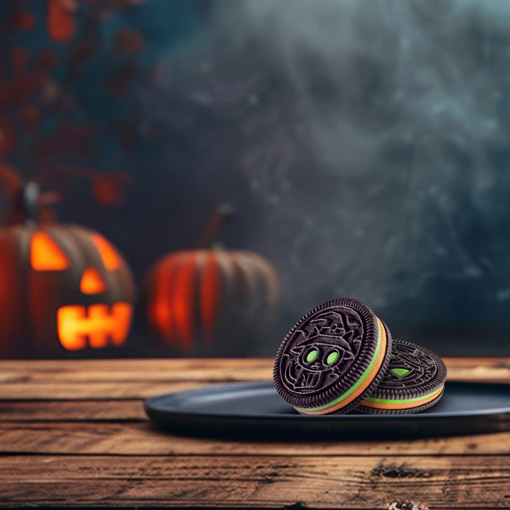 OREO Green and Orange Creme Chocolate Sandwich Cookies, Halloween Cookies, 14 Snack Packs