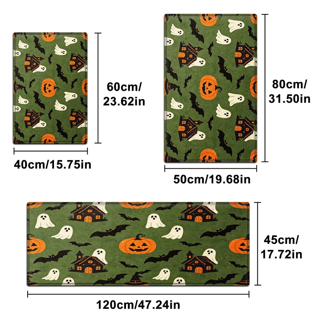 CCTFS Halloween Pumpkin Bat Candy 1Pc Flannel Mat and Kitchen Rugs,Soft Non-slip,Perfect for Home Bathroom