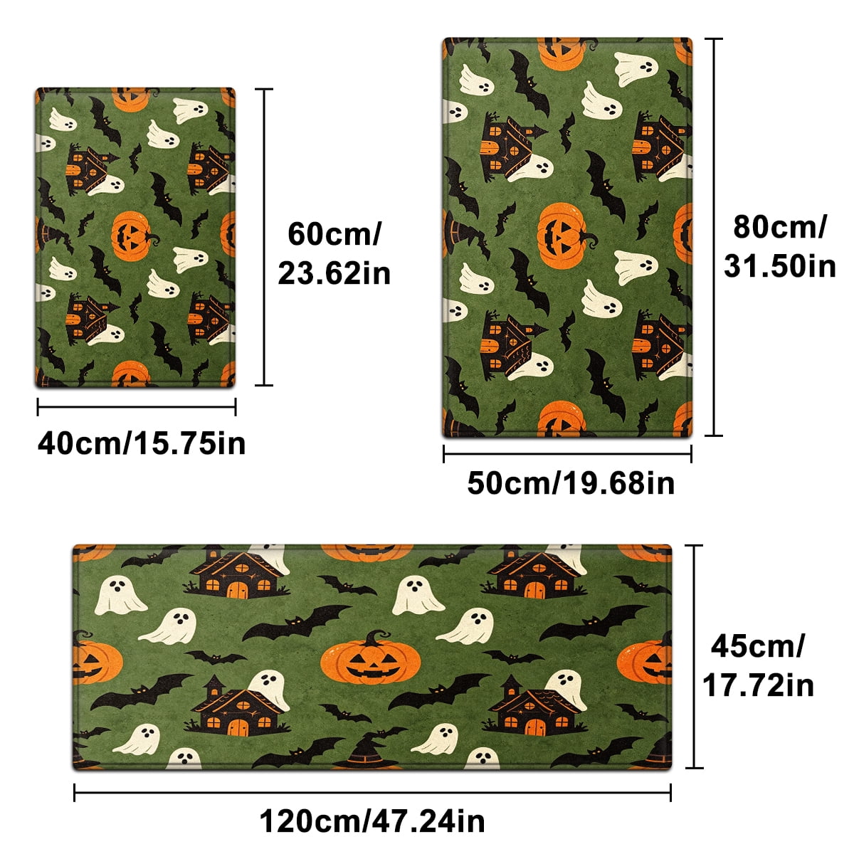CCTFS Halloween Pumpkin Bat Candy 1Pc Flannel Mat and Kitchen Rugs,Soft Non-slip,Perfect for Home Bathroom