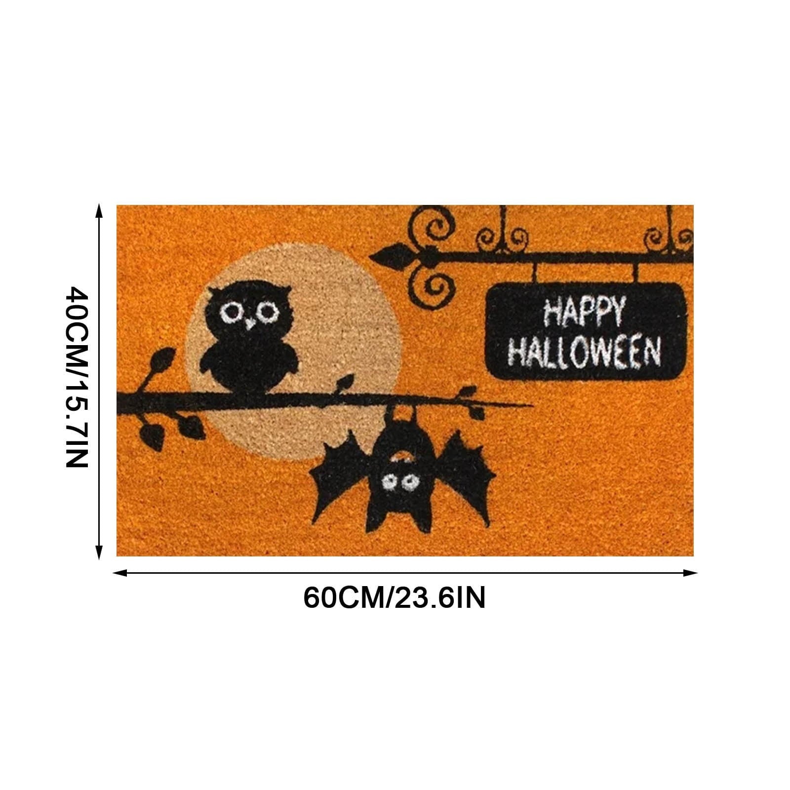 Wovilon Halloween Area Rug Doormat, Black Castle Front Door Mat Non Slip Rubber Backing, Happy Halloween Orange Indoor Outdoor Entrance Mats, Halloween Home Decor Outdoor Rug, 16 X 24 Inches