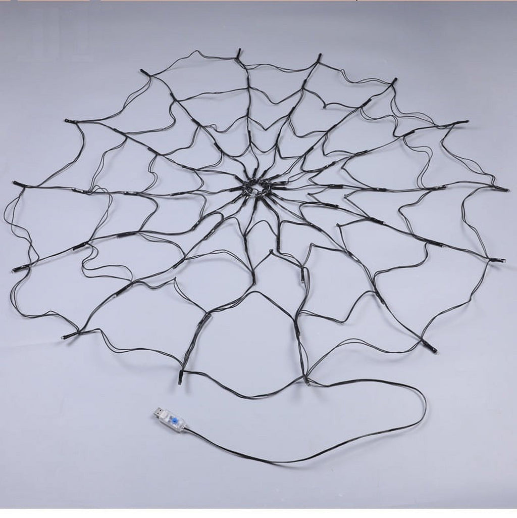 70Led 3.28FT Giant Spider Web Lights with Hairy Spider and Cobweb for Lighted Halloween Decorations Outdoor Halloween Window Decorations Wall Garden Patio Yard Decor