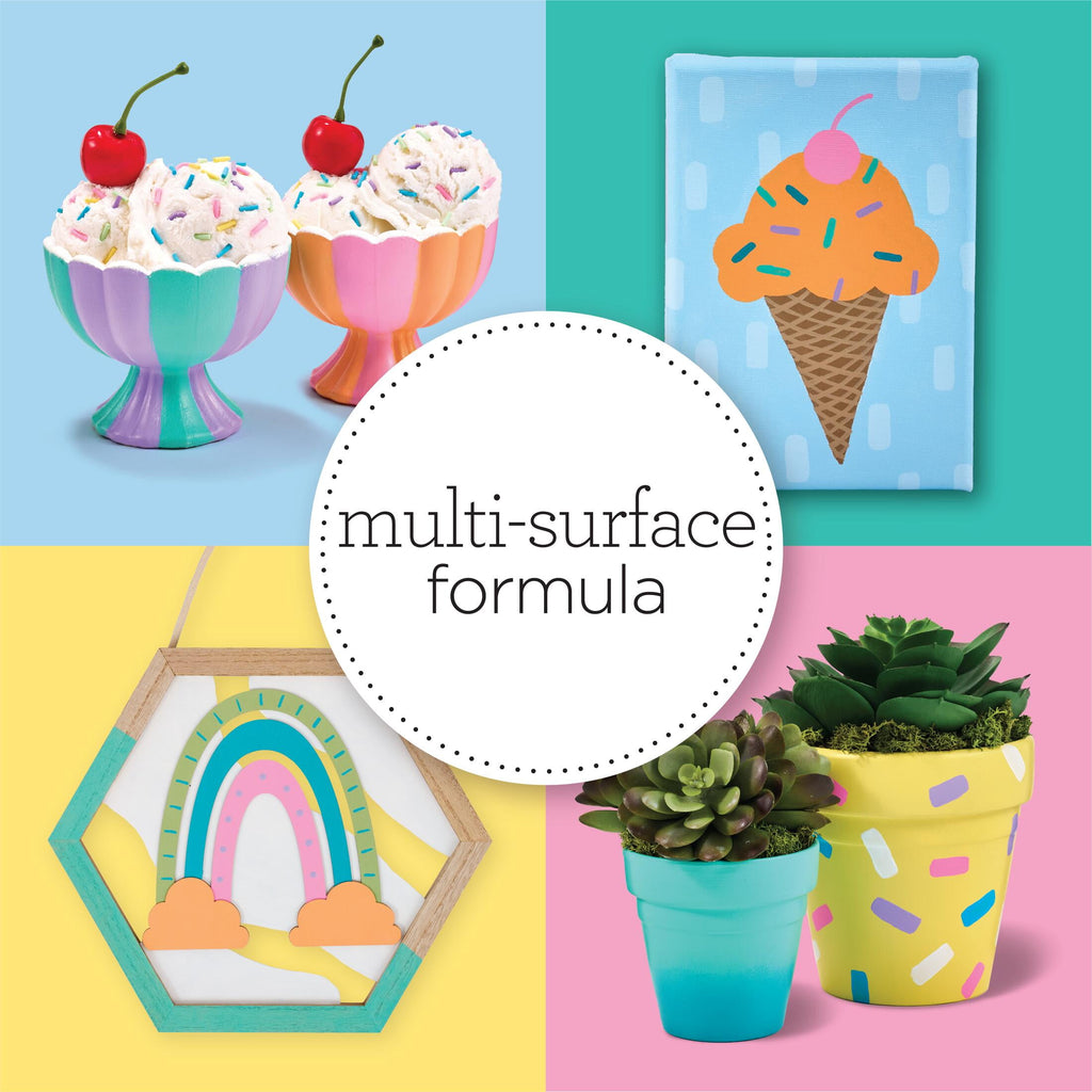 Apple Barrel Multi-Surface Acrylic Craft Paint Set, Ice Cream Party, 2 fl oz, Satin Finish, 12 Piece