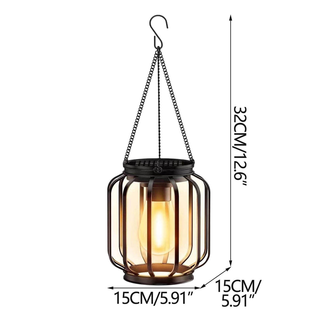 AUHomi Solar Hanging Lanterns, 2 Pack Metal Solar Hanging Lights with Hook, Bright Waterproof LED Lanterns for Outdoor, Classic Decorative Solar-Powered Light for Yard Garden Patio Porch