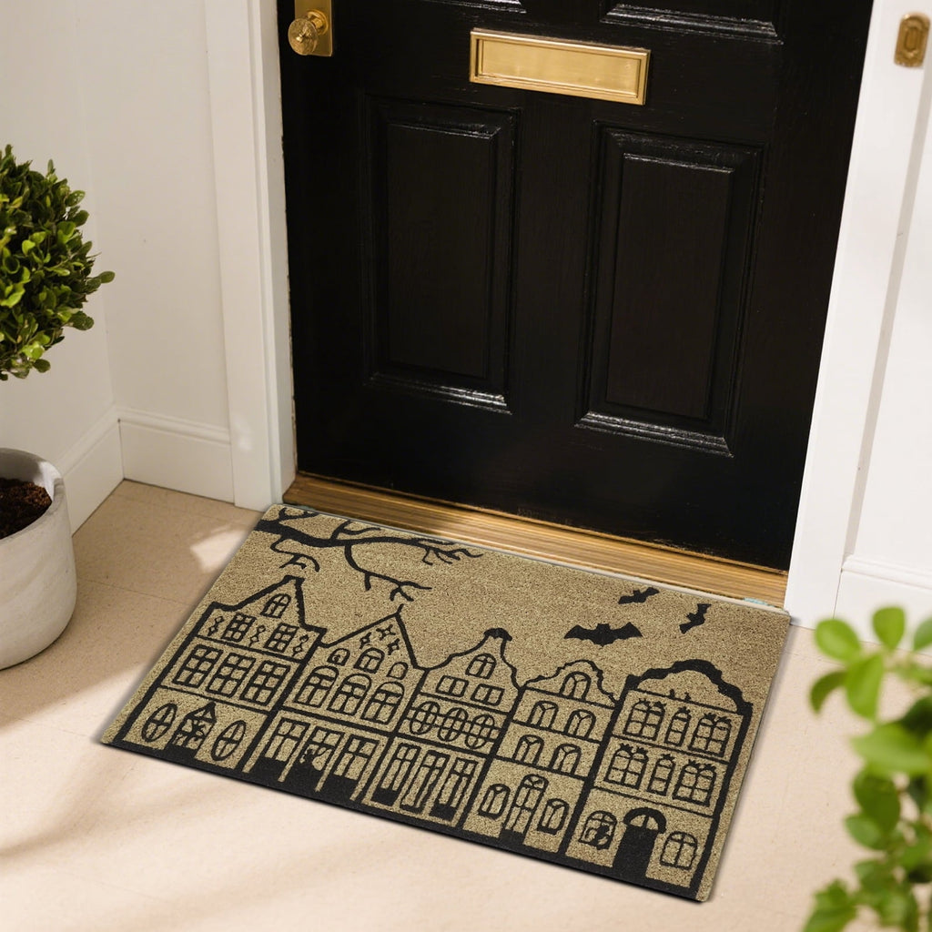Halloween Haunted House Doormat Spooky Welcome Mat Indoor Outdoor Entryway Floor Mat for Front Porch Holiday Decor 30 x 48 Inch
