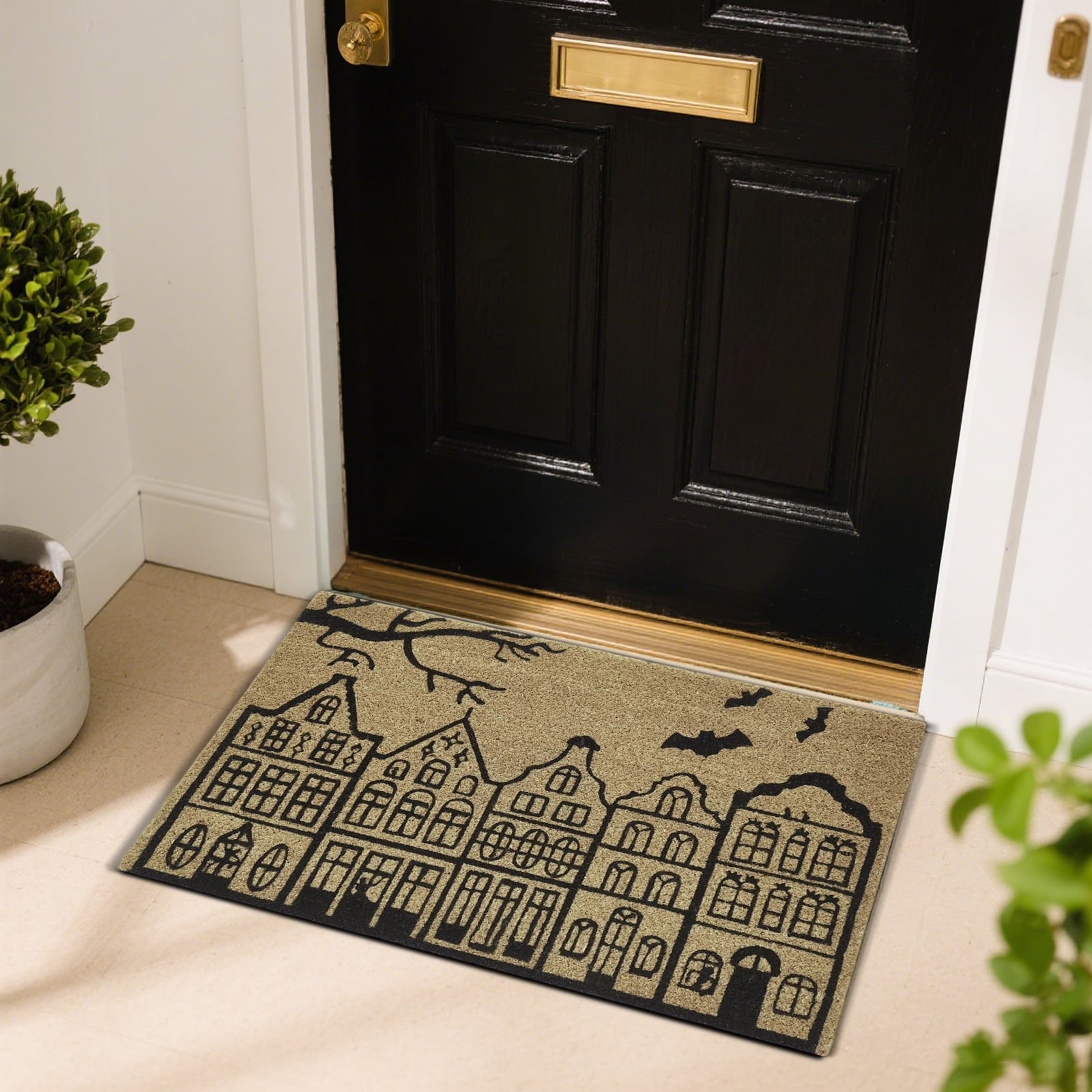 Halloween Haunted House Doormat Spooky Welcome Mat Indoor Outdoor Entryway Floor Mat for Front Porch Holiday Decor 30 x 48 Inch