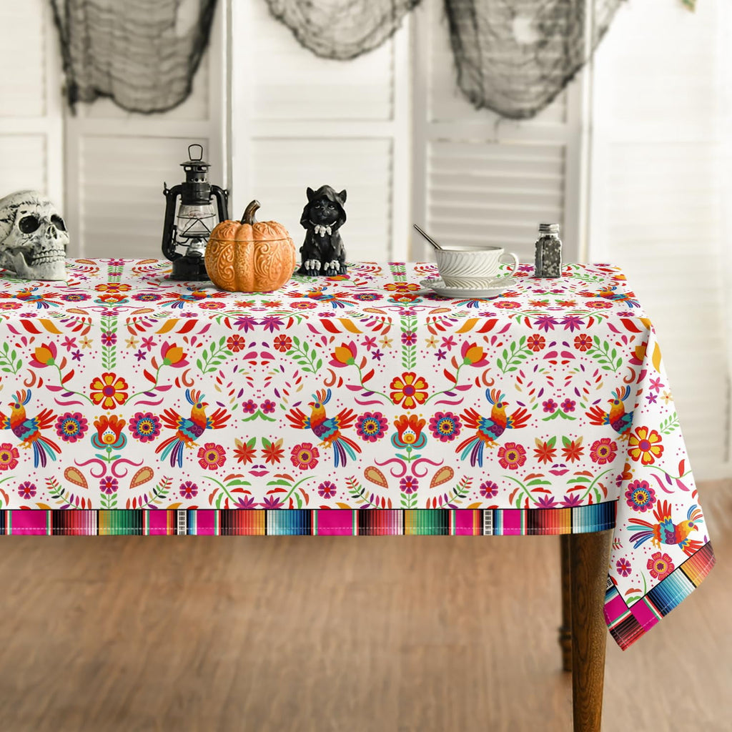 Sm:)e Mexico Halloween Tablecloth 60x84 Inch, Cinco De Mayo Fiesta Washable Table Cover for Party Picnic Dinner Decor