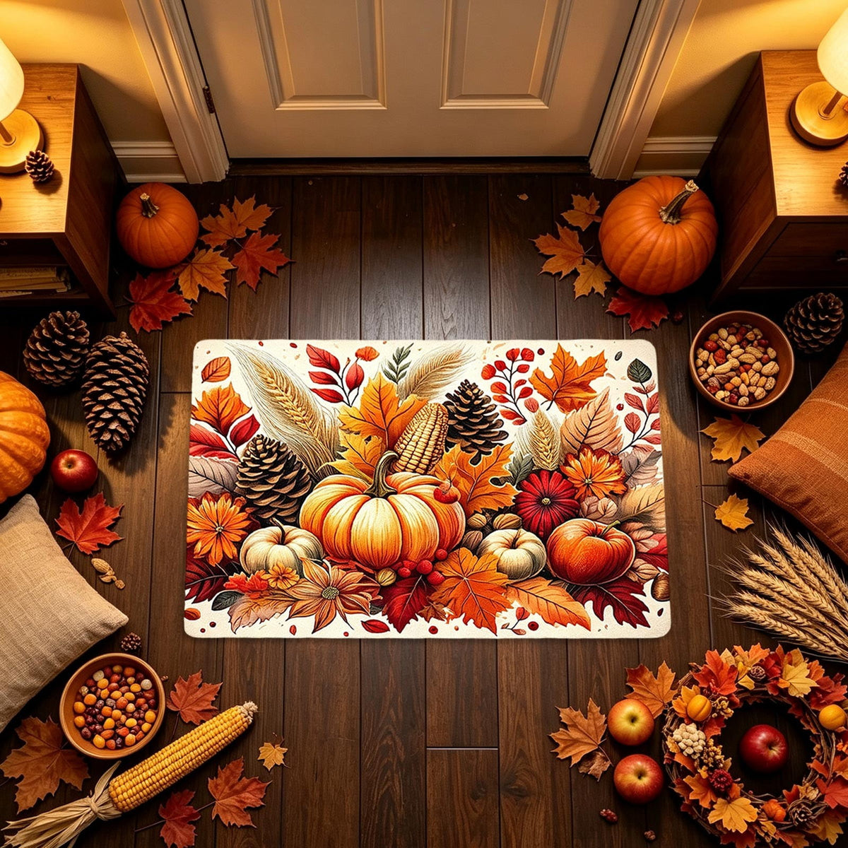 Autumn Door Mat for Entryway, 16x24 Inch, Fall-Themed Floor Doormat for Home Decor, Non-Slip Rug Mat for Living Room, Kitchen, Bedroom, Gifts for Fall Lovers (E)