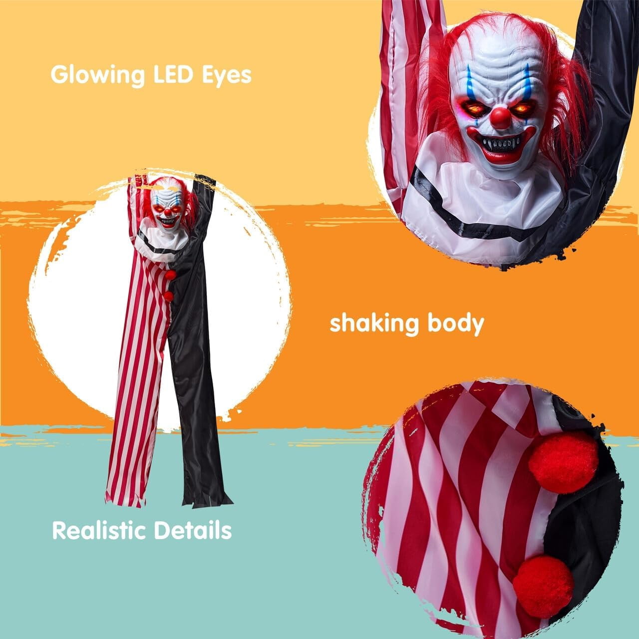 Joyfy 4 Pcs Halloween Decorations Outdoor Hanging Clown Ghost,29" Scary Outdoor Halloween Decor for Halloween Haunted House Decor Props