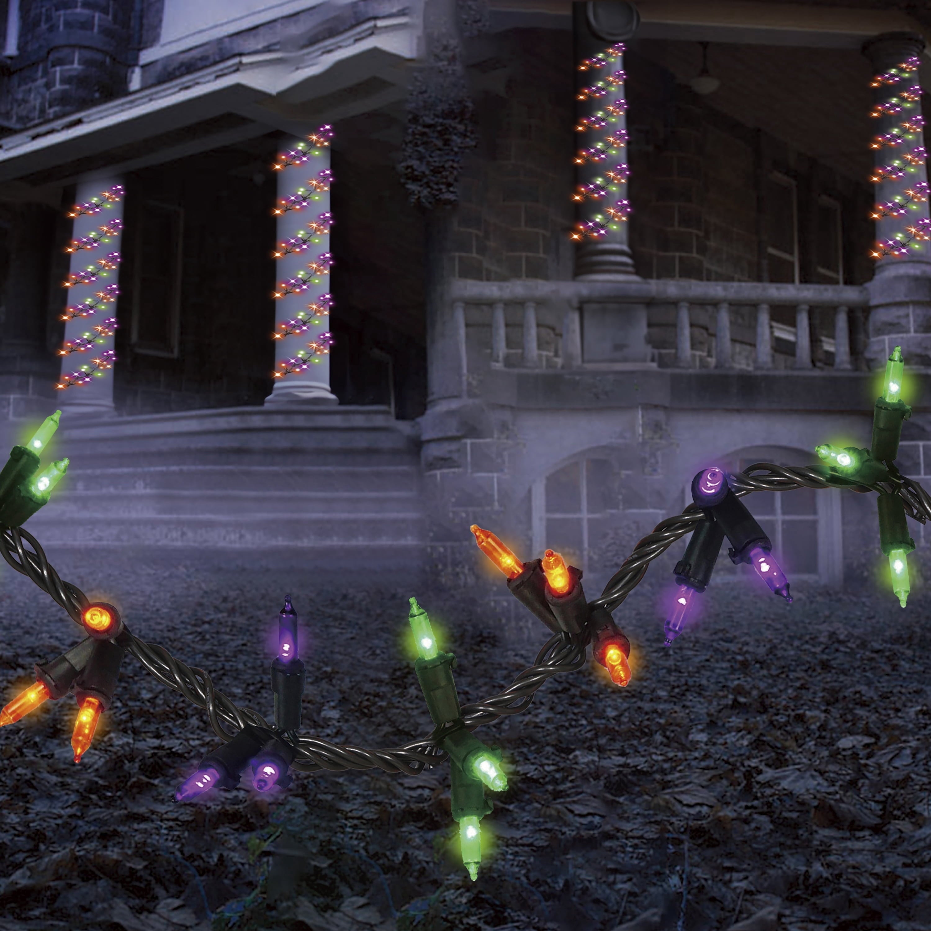 Indoor/Outdoor 90-Count LED Garland Lights, Multicolor, 9', Halloween by Way To Celebrate