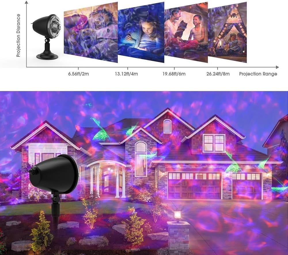 10 Colors Outdoor LED Landscape Projector Lights Holiday with Remote and Timer
