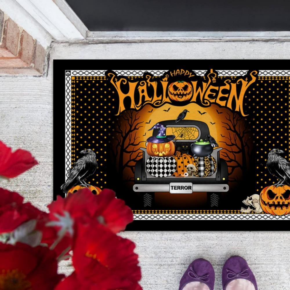 Halloween Door Mat Outdoor Trick or Treat Doormat Non Slip Funny Rug Pumpkin Holiday Decorative Entrance Mat for Halloween Indoor Outdoor Decoration, 15.7x23.6"