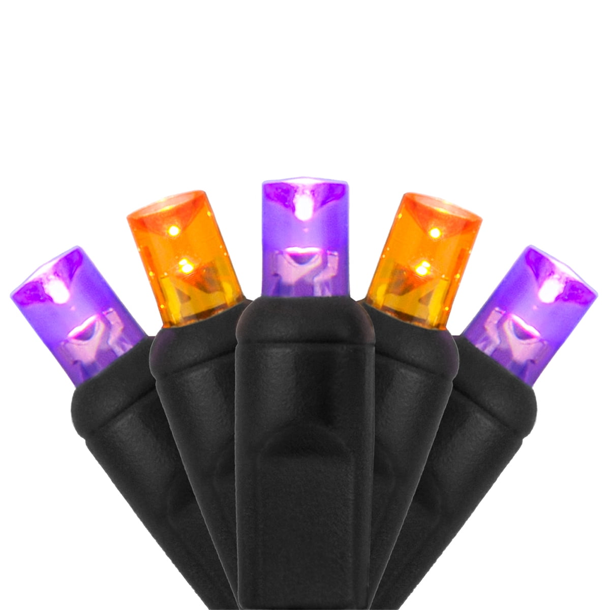 70 LED Purple and Orange String Lights for Halloween Displays Party Decoration, 24', Indoor Outdoor Black Wire