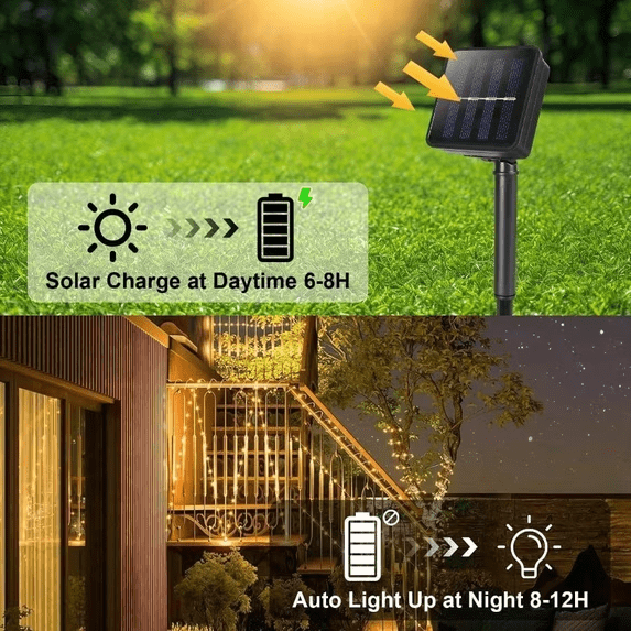 Solar Rope Lights Outdoor Waterproof 100LED Tube String Lights with USB Rechargeable Timer 8 Modes Dimmable Twinkle Fairy String Light for Trampoline Yard Pool Party Wedding Christmas