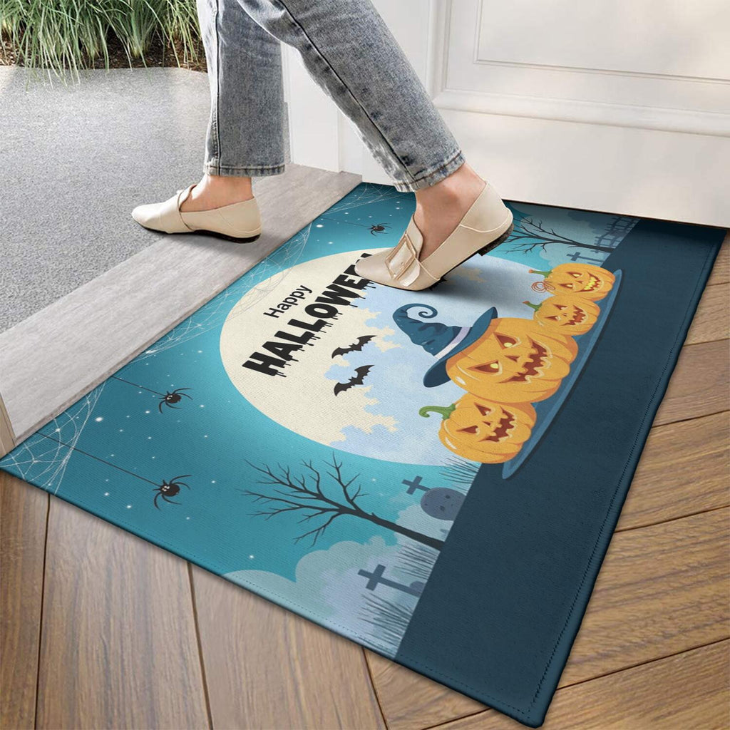 Happy Halloween Door Mat Decorations Spider Bat Doormat Plain the Indoor Door Mat/Outdoor Crystal Velvet 30x17 Inches