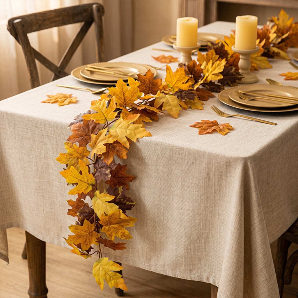 WKSCLPAI Halloween Maple Leaf Garland, Fall Vine Wreaths for Autumn Festivities Decor,Seasonal Garlands for Home,Halloween & Fall Decorations