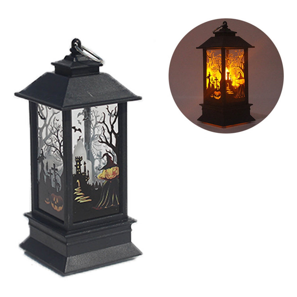 Coollooc Halloween Decorations Indoor, 5.1" Decorative Pumpkin Candle Lantern with LED String Lights, Hanging Spooky Halloween Lanterns, Outdoor Home Room Door Party Decor