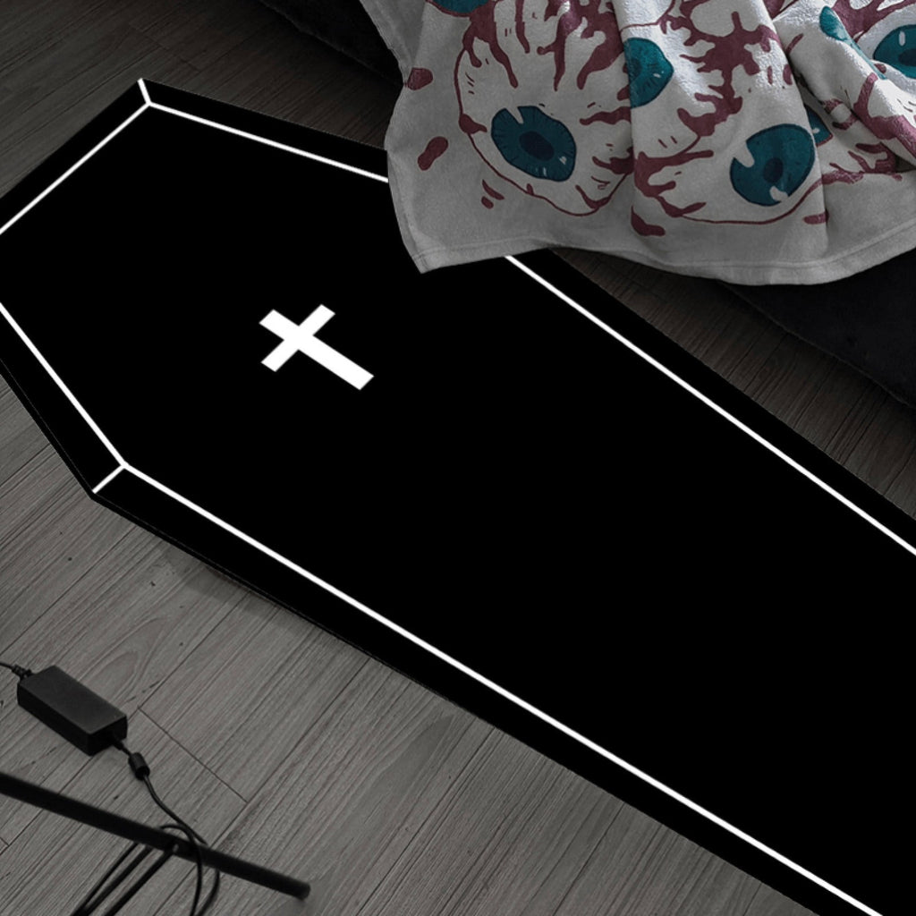 Halloween Coffin Rug - 4.3x1.6 Ft Goth Bath Mat, Non- Indoor Carpet for Living Room, Bedroom & Bathroom, Dark Gothic Decor for Spooky Home Parties