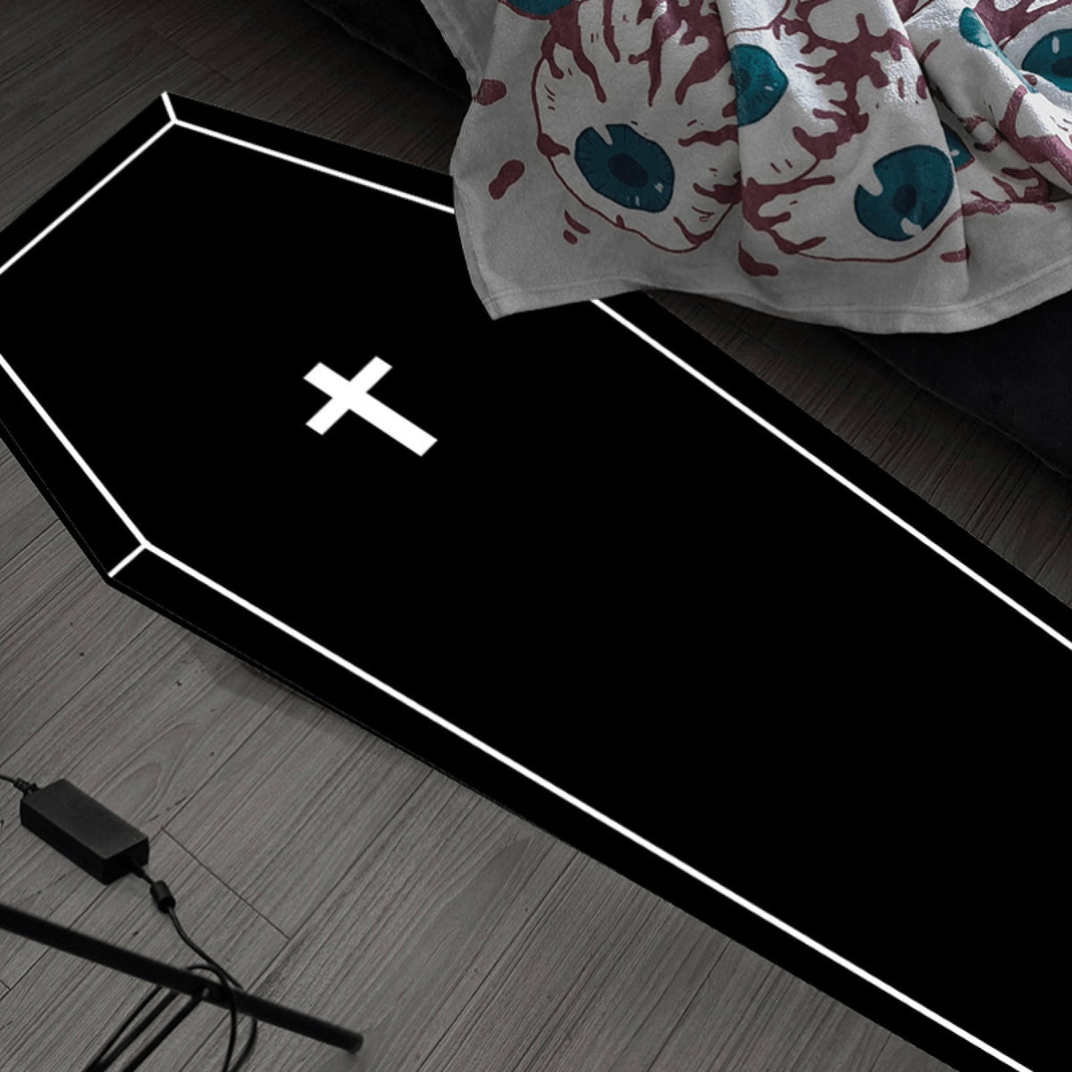 Halloween Coffin Rug - 4.3x1.6 Ft Goth Bath Mat, Non- Indoor Carpet for Living Room, Bedroom & Bathroom, Dark Gothic Decor for Spooky Home Parties