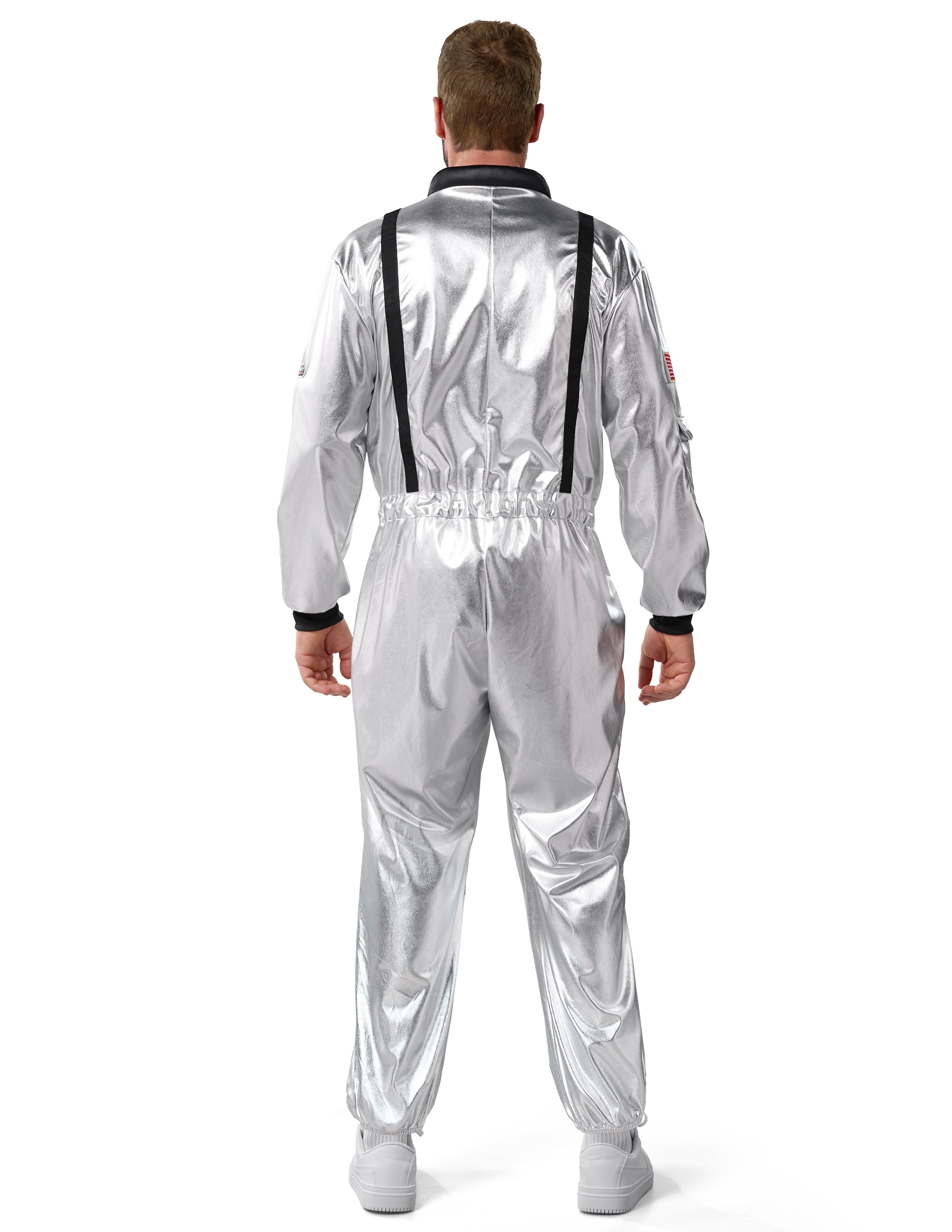 Joyfy Adult Men Astronaut Costume Halloween Spaceman Costume Silver Space Suit Spaceman Jumpsuit Pilot Outfit for Halloween Party Cosplay