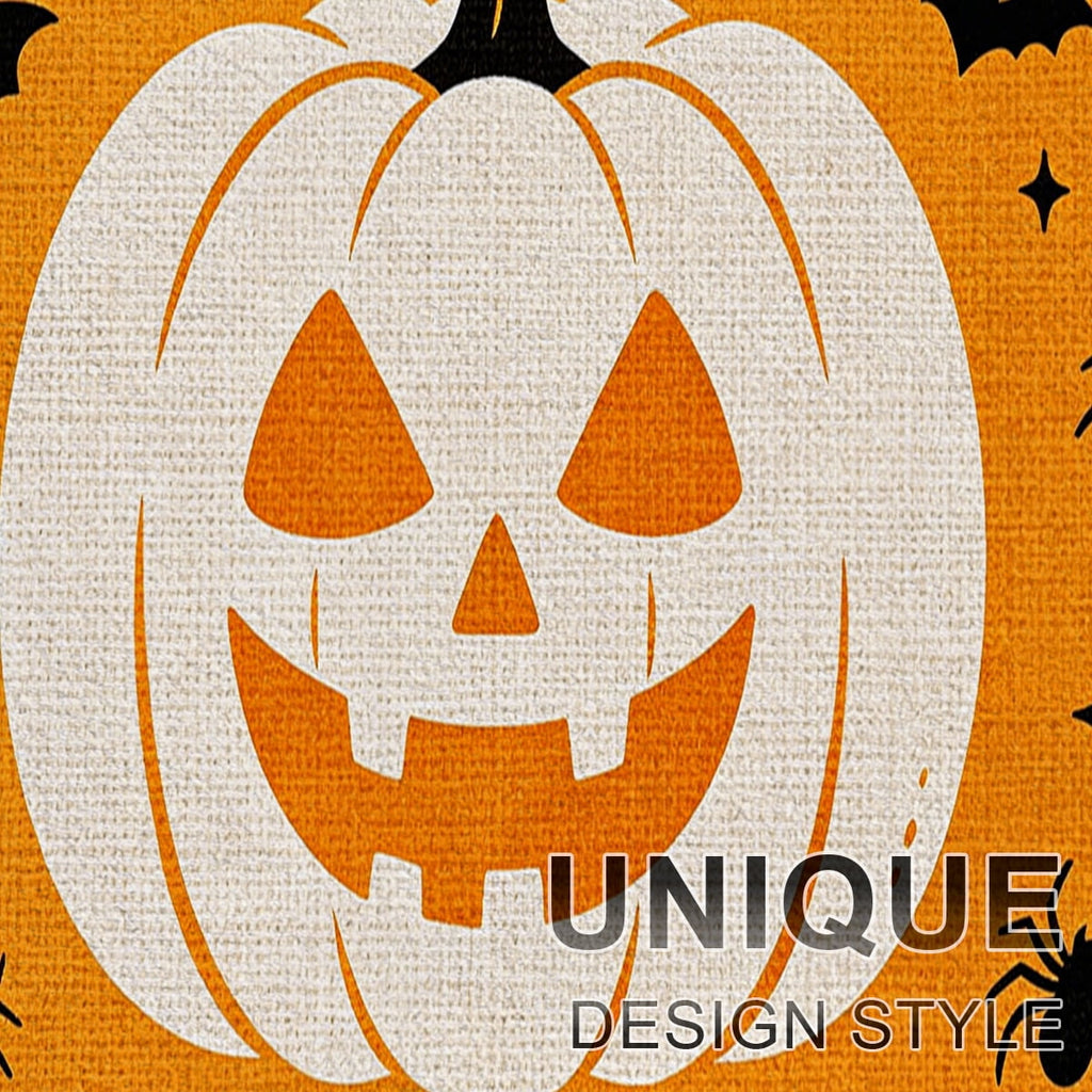 YIMEIS Halloween White Pumpkin Multi-purpose 3-Piece Flannel Mat and Kitchen Rugs,Soft Non-slip for Home Bedroom Bathroom