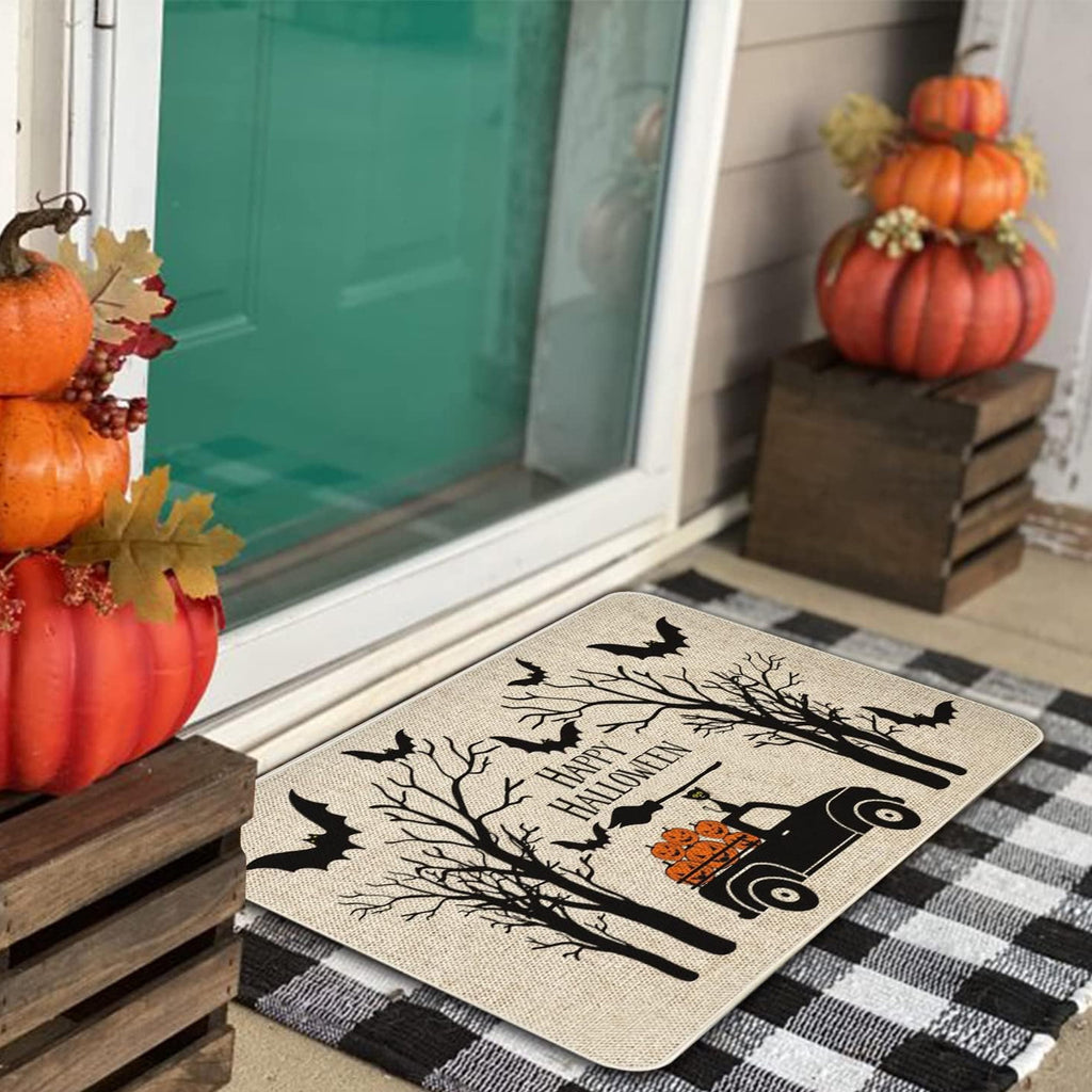 BOOHIT Halloween Door Mat 31x19 Inch Indoor Outdoor Entrance Floor Home Decoration (Pumpkin Head Spooky)
